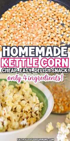 NA Kettle Corn Popcorn Recipe, Fun Easy Appetizers, Homemade Kettle Corn, Kettle Corn Recipe, Kettle Corn Popcorn, Kid Friendly Meals Easy, Stovetop Kettle, Movie Night Snacks, Popcorn Recipe