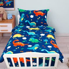 PRICES MAY VARY. 【SOFT COZY MATERIAL】Our toddler bedding sets for boys is made by 100% skin-friendly Microfiber,that healthy and breathable lightweight fabric makes a gentle touch,very safe and comfortable for babies'delicate skin.Features: Material easier to absorb sweat,no shrink.And with elastic fabric always keep Colors are nice and vibrant and print Keep your little one as cozy as can be! " 【BLUE DINOSAUR TODDLER QUILT SET FOR BOY】Our toddler bedding sheet and comforter set include 1 stretc Baby Boy Crib Sheets, Crib To Toddler Bed, Toddler Comforter, Crib Comforter, Bathing Products, Quilted Comforter, Kids Comforters, Baby Boy Cribs, Toddler Pillowcase