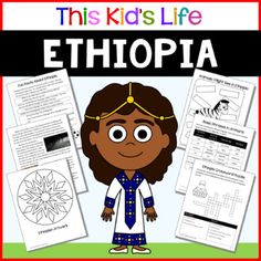 Have you ever wondered what it would be like to live in Ethiopia?Learn what it might be like to be a kid in Ethiopia through the eyes of an Ethiopian girl named Beza. Students will see what it's like to attend school in Ethiopia, what food they might eat, what sports they might play, and what they m... Ethiopian Flag, Country Study, Elementary Worksheets, Similarities And Differences, Weaving Designs, Writing Activities