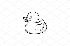 a black and white drawing of a rubber duck