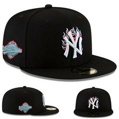 gwbks                                                                                                  This Listing is for a brand new with tags AuthenticNew Era New York Yankees Black Fitted Hat Fire Flames Team Logo Poly Blue U/V Brand New, Original Tag Attached  Material: 100% Polyester  High Profile, MLB Customized Fitted Cap   Poly Blue Colorway Underneath Brim of Hat  MLB 1998 World Series Side Patch  MLB Authenticity Sticker Under the Brim  100% Authentic Merchandise, Factory Direct   Classic MLB New Era 5950 Fitted Hat Feature   Embroidered graphics Team Logo & W/S Patch   6 Panel Construction    Officially licensed Products     Official Team Logo embroidered on the Back      New Era Logo on the Side    Premium Quality, Comfortable Fit Baseball Fitted Hats, Custom Fitted Hats, Swag Hats, Streetwear Hats, Mode Swag, Mlb Hats, Hat Aesthetic, Fire Flames, New Era Logo