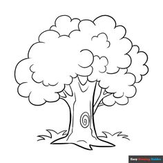 Free Cartoon Tree Coloring Page for Kids Tree Colouring Pages, Cartoon Palm Tree, Tree Line Drawing, Cartoon Tree, Easy Drawing Guides, Tree Coloring, Free Printable Coloring Sheets, Cartoon Trees, Drawing Guides