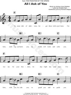 all i ask of you sheet music