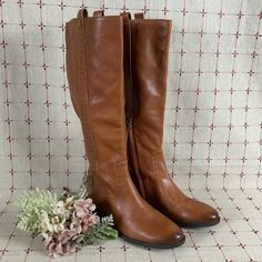 Sam Edelman Prina Studded Brown Knee High Riding Boots Super Soft & Supple Brown Leather, Low Block Heel, Almond Toe Half Side Zip. Studded Details. Side Loops To Help Pull Up. These Can Go With So Many Different Looks. (Even Biker) Size 8.5 16” Shaft Height, Calf Is About 15” 1” Block Heel These Are New Without Box, Some Light Scratches Noted From Being Tried On. Natural Darker Toe & Heel Smoke Free Home Fall Brogue Detailing Flat Heel Boots, Flat Heel Brogue Boots For Fall, Brogue Detailing Flat Heel Boots For Fall, Closed Toe Riding Boots For Fall, Closed Toe Boots For Riding In Fall, Fall Riding Boots With Closed Toe, Riding Boots For Fall, Casual Leather Riding Boots, Medium Width Leather Walking Boots