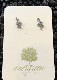 EVERGREEN COLLECTIONS Pavé Diamond Snake Stud Earrings Oxidized Silver, Pave Diamonds, Gold Vermeil, Mother’s Day, Silver Gold, Stud Earrings, Silver, Gold