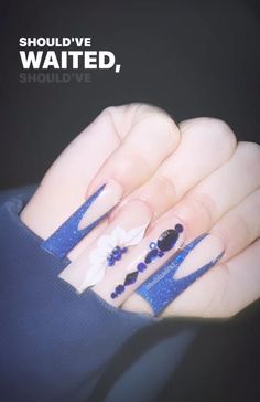 Blue Acrylic Nails Ideas Coffin, Copy And Paste Latina Nails, Latina Nails, Kylie Nails, Best Server, Glamour Nails, Colored Acrylic Nails, Simple Acrylic Nails, Short Square Acrylic Nails