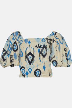 Linen Mix Ikat Printed Puff Sleeve Top Oasis Fashion, Ikat Print, Puff Sleeve Top, Top Collection, Fashion Face, Quick Delivery, Oasis, Puff Sleeve, Sleeve Top