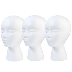 PRICES MAY VARY. Great Value: You will get 3 Styrofoam Mannequin Heads with female facial features. Very suitable for showing wigs, hats and makeup exercises. Perfect Sizes: These female mannequin heads have 12" or 15" long necks, making it easy for you to find the perfect size for your long or shorthaired wig. Let your wig hair flow freely without getting bunched and damaged. Easy to Use: Just pin your wig to the Styrofoam Mannequin Head stand and it’s ready to use. There are no cranks, twistin Cosmetics Model, Foam Wig, Mannequin Head Stand, Head Female, Foam Wigs, Wig Display, Good Quality Wigs, Wig Head, Model Display