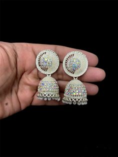 Silver Plated CZ Stone Jhumka Jhumki earrings American Diamond jhumka Earrings Wedding Earrings for women Jhumki Earrings, Amazing Fashion, Fashion Jewelry Sets, Jhumka Earrings, Oxidised Jewellery, Earrings Wedding, American Diamond, Cz Stone, Wedding Earrings