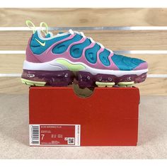 Nike Women's Air Vapormax Plus "Easter" Blue Barely Volt Cw7014-100 - Womens Size 7 - New With Box (Box Missing Top/Lid) - Fast Shipping *100% Authentic Products *Please View All Photos, Description And Details *We Offer The Best In Sporting Goods, Sneakers And More *Feel Free To Contact Us With Any Questions Pink Sporty Nike Air Max For Sports, Sporty Pink Nike Air Max For Running, Sporty Pink Nike Air Max For Light Sports, Pink Running Shoes With Air Cushioning For Light Sports, Sporty Pink Nike Air Max, Sporty Pink Nike Air Max Sneakers, Pink Nike Air Max For Running, Pink Low-top Nike Air Max For Running, Casual Pink Nike Air Max For Sports