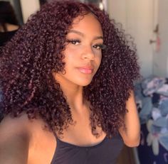 Dark Burgundy Curly Hair Natural, Burgundy Natural Curly Hair, Burgundy On Curly Hair, Black Cherry Natural Hair, Black Cherry Hair Color African American, Deep Red Natural Hair Black Women, Dark Red Hair Color Natural Curly, Natural Hair Burgundy Black Women, Deep Burgundy Curly Hair