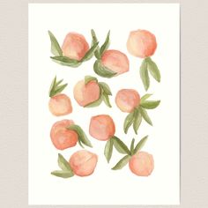 Lightly textured 100% cotton paper. Gallery quality vibrant prints with white border for easy framing. Multiple standard sizes offered. Additional sizes are available. delicate, hand-painted peaches that look great on notebooks, stickers, stationary, and so much more! Peach Paint, Peach Walls, Peach Art, Fruit Art, Peaches, Cotton Paper, Independent Artist, Cool Art, That Look