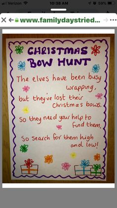 a christmas bow hunt sign hanging on the wall