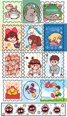 stamps with cartoon characters on them