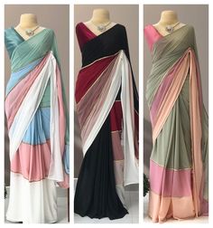 Sarries Design Latest, Plated Saree, Synthetic Sarees, Saree Bridesmaid, Ombre Saree, Saree Ready To Wear, Unique Sarees, Saree Wearing Styles