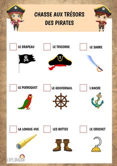 a pirate's life chart with the words in french