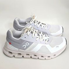 What: On Running Cloud Runner Shoes Size: Women's Us Size 7 Eu 38 Jp 24 Uk 5 Color: White And Gray Condition: Pre-Owned With A Lot Of Life Left. In Pretty Clean Condition, Slight Stains At The Tips Of The Shoelaces (Photo Available). Either Then That, They're Pretty Clean And Can Say These Are In Like New Condition. No Bad Odor To Soles. Still Clean Smelling. Elevate Your Running Game With The On Cloud Cloudrunner Runner Wide Running Shoe In White/Frost. This Stylish And Functional Sneaker Is Designed Specifically For Women Who Love To Run In Comfort And Style. The Shoe Features A Synthetic Upper Material, Wide Shoe Width, And A Cloud-Like Sole That Provides Ultimate Cushioning And Suppor Gray Air Max Cushioned Lace-up Walking Shoes, Gray Low-top Walking Shoes With Air Max Cushioning, White Sneakers With Air Max Cushioning For Walking, White Nike Walking Shoes With Air Max Cushioning, Gray Running Shoes With Air Max Cushioning, White Nike Air Max Walking Shoes, Gray Walking Shoes With Air Max Cushioning, White Running Shoes With Air Cushioning For Walking, Gray Slip-on Running Shoes For Walking