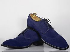 Men,s+Blue+Shoes,+Wing+Tip+Suede+Shoes,Lace+Up+Shoes+ Description+ Condition+New+With+Box+ Lace+Up+shoes Shoes+upper+material+Genuine+Suede Handmade+Dress+Shoes+ Stylish+Shoes+ interior+soft+leather+Lining+ Sole+Leather+Sole+ Fine+stitching+ Running+USA+true+size+select+your+size+care+f... Shoes Stylish, Brogues Men, Custom Design Shoes, Bespoke Shoes, Navy Style, Shoes Box, Blue Suede Shoes, Handmade Leather Shoes, Blue Wings