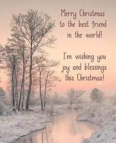 a christmas card with the words merry christmas to the best friend in the world i'm wishing you joy and blessing this christmas