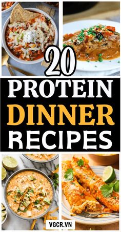 the cover of 20 protein dinner recipes