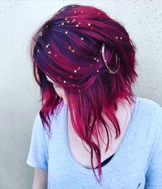 Cute Hair Dye Ideas Short Hair, Multi Color Ombre Hair, Pixie Hair Dye Ideas, Ombre Hair Color For Black Women, Fantasy Hair Colors, Short Vibrant Hair, Pink And Purple Short Hair, Red And Blue Hair Ideas, Purple And Pink Hair Color Ideas