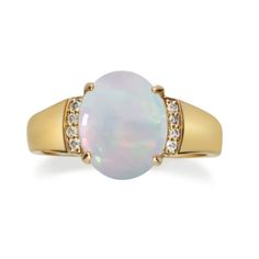 Stunning, timeless and classy eternity Wedding ring. Decorate yourself in luxury with this The Loupe Club ring. The 10k Yellow Gold jewelry boasts 9X11 Oval-Cut Prong Setting Australian Opal (1pcs) 2.01 Carat, and Round-Cut Prong Setting (8pcs) 0.04 Carat white diamond accent stones for a glimmering design. This ring is weight 2.80 grams. Natural Diamonds with good quality I1-I2.One of a kind. Crafted with 10K Yellow Gold, this delicate Ring is polished to a high finish shine. Luxury Oval Cabochon Opal Engagement Ring, Luxury Yellow Gold Opal Ring With Accent Stones, Luxury Opal Ring With Accent Stones For Formal Occasions, Classic Opal Ring With Diamond Accents, Classic Oval Opal Ring With Diamond Accents, Luxury Yellow Gold Opal Ring With Brilliant Cut, Oval Channel Set Fine Jewelry Rings, Elegant Oval Opal Ring For Formal Occasions, Oval Channel Set Rings Fine Jewelry