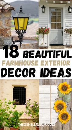 beautiful farmhouse decor ideas with sunflowers on the front door and windows in the back