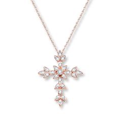 Diamond Cross Necklace 1/8 ct tw Round-cut 10K Rose Gold | Kay Cross Pendant Men, Diamond Cross Necklace, Fan Jewelry, Cross Necklaces, Pearl Jewelry Wedding, Rainbow Moonstone Pendant, Necklace For Her, Diamond Cross, Moonstone Necklace