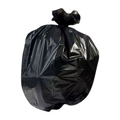 a large black trash bag on a white background