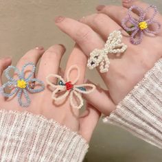 49931897340186 Beaded Flower Rings, Flower Bead Ring, Ring Aesthetic, Flower Rings, Girls Korean, Y2k Accessories, Aesthetic Y2k, Rings Jewelry Fashion, Finger Rings