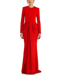 Find SAFIYAA Naira Gown on Editorialist. The Safiyaa Naira Gown is a long, fitted gown with a round neck and long sleeves. The gown features a knot detail at the waist and a fishtail hem. It is made from 92% polyester and 8% elastane, with a back crepe made from 100% polyester and a lining of 92% polyester and 8% elastane. Red Pre-draped Maxi Dress, Red Pre-draped Maxi Dress For Evening, Pre-draped Red Maxi Dress For Evening, Elegant Red Pre-draped Maxi Dress, Silk Fitted Maxi Dress For Red Carpet, Silk Gown For Red Carpet, Pre-draped Evening Dress For Red Carpet, Red Silk Gown For Gala, Silk Maxi Dress For Red Carpet