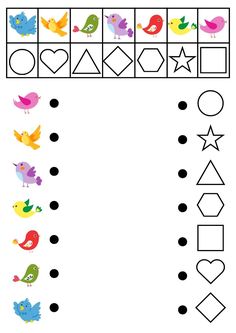 a printable worksheet with birds and shapes