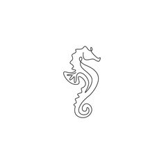 a line drawing of a sea horse