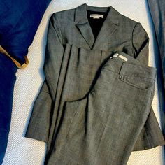 Classic Business Suit By Michael Kors. Fully Lined, Excellent Quality. You Will Love The Look And Feel Of This. Pants Have Hidden Closure. Tailored Gray Sets For Workwear, Gray Suits For Fall Workwear, Gray Fall Workwear Suits, Gray Fall Suits For Work, Fitted Michael Kors Suits For Workwear, Business Suit, Black Gray, Black And Grey, Michael Kors