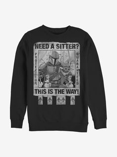 50% Cotton  50% PolyesterWash cold; dry lowImportedListed in men's sizes Yoda Species, Star Wars Sweatshirt, Star Wars The Mandalorian, New Star Wars, Star Wars Episodes, The Mandalorian, Crew Sweatshirts, The Star, Hot Topic