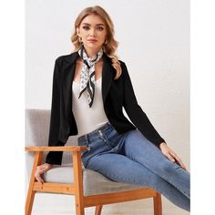 Elevate your professional attire with the WhizMax Women's Open Front Blazer, a chic addition tailored for the modern workplace. This blazer combines elegance and functionality with its notched lapel and casual cropped design, making it a versatile choice for both office and after-hours.

- **Material:** 95% Polyester, 5% Spandex
- **Color:** Available in Black, White, and Apricot
- **Size:** 2XL
- **Gender:** Female
- **Features:** Long sleeves, open front, cropped length

Crafted for comfort an Velvet Cardigan, Sleeve Bolero, Lapel Design, Sparkly Party, Cropped Blazer Jacket, Lapel Blazer, Shrug Cardigan, Work Suits, Professional Wardrobe