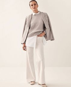 Our patch pocket corduroy flare pant is a modern must-have with a perfect drape and high waist that endlessly flatters. Front zip with button closure. Belt loops. Front and back patch pockets.,Leg Shape:Leg Shape: Flare - a flattering high rise and lean fit that flares at the knee,Rise:High rise: sits 1/2" to 1" below natural waist,Imported:Imported,Fit:Relaxed & easy,Fabrication:98% Cotton, 2% Spandex,Garment Care:Machine Washable The Patch Pocket Corduroy Flare Pant by Ann Taylor Size regular White Pants Outfit Winter, White Pants Winter, Florida Outfits, Flare Pant, Colored Pants, Petite Fashion, White Pants, Winter White, Work Casual