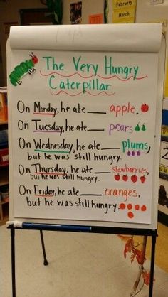 a very hungry caterpillar board in the classroom