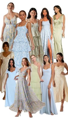 many different types of women in dresses