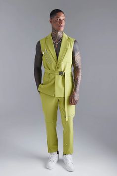 Single Breasted Sleeveless Suit Jacket | boohooMAN USA Spring Stretch Suits For Office, Spring Office Stretch Suits, Spring Stretch Office Suits, Slim Fit Suits With Lapel Collar For Spring, Slim Fit Suit With Lapel Collar For Spring, Slim Fit Spring Suits With Lapel Collar, Spring Slim Fit Suits With Lapel Collar, Spring Slim Fit Blazer With Pockets, Casual Tailored Spring Suits