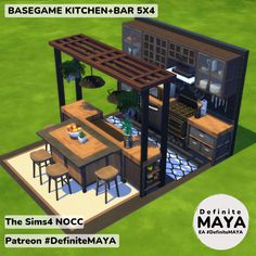 the sims 4 nocc patio is designed to look like a kitchen and dining area