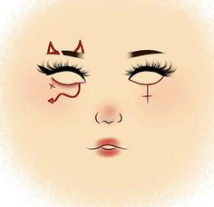 Halloween Makeup Looks Drawing, Scream Make Up Looks, Devil Makeup Look Easy, Simple Devil Makeup Halloween, Maquillaje Halloween Aesthetic, Devil Makeup Halloween Easy, Boceto Makeup Egirl, Cute Halloween Makeup Easy, Hallowen Schminke