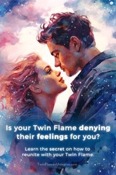 a couple kissing each other with the caption, is your twin flame derying their feelings for you? learn the secret on how to reunite with your twin flame