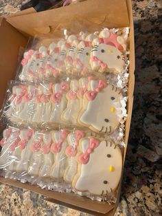 hello kitty cookies are in a box on the counter