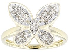 0.50ctw princess cut and round white diamond, 10k yellow gold butterfly ring. Measures approximately 5/8"L x 1/2"W and is sizeable. White rhodium enhanced prongs around the round diamonds. Butterfly Shaped Diamond Ring With Diamond Accents, Fine Jewelry Butterfly Ring With Diamond Accents, Diamond White Butterfly Ring With Diamond Accents, White Butterfly Ring With Diamond Accents, Gold Butterfly Ring, Butterfly Ring, Gold Butterfly, Favorite Rings, Princess Cut