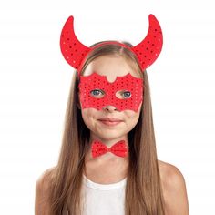 Skeleteen children's devil costume set is a great set for Halloween or dress-up. The set includes a red headband with devil horns, a face mask with an elastic, and a red bow-tie with an elastic. This set has red sequin and metallic thread running through the patter to give it a cool effect. There's a sponge inserted in the red fabric of the mask to ensure complete comfort while wearing it. Skeleteen items are made of tested materials that are non-toxic and safe. Pitch Fork, Demon Costume, Pitch Forks, Devil Costume, Red Headband, Red Bow Tie, Red Sequin, Metallic Thread, Red Fabric