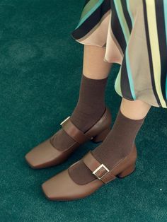 - Square toe- Buckle strap at upper- Padded footbed- Leather-wrapped block heel- Total stitchMeasurements(in.)- Heel: 1.6"- Size: KR220(US5.0)-KR255(8.5)Composition - Cow leatherDesigner- Imported- by NONETHELESS- Style#:300741364 Square Toe Heels With Heel Strap For Fall, Fall Heels With Heel Strap And Square Toe, Brown Heels With Buckle Closure And Round Toe, Brown Ankle Strap Heels For Fall, Brown Heels With Buckle Closure For Office, Fall Square Toe Heels With Wrapped Heel, Brown Heels With Buckle Closure For Fall, Brown Heels With Heel Strap And Square Toe, Brown Leather Heels With Square Toe