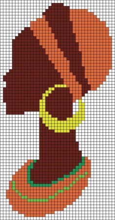 a cross stitch pattern with a brown dog wearing a yellow collar and hat on it's head