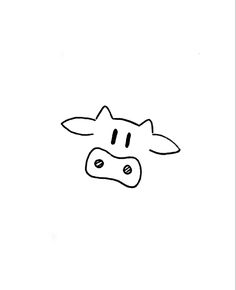 a drawing of a cow's head in black and white on a plain background