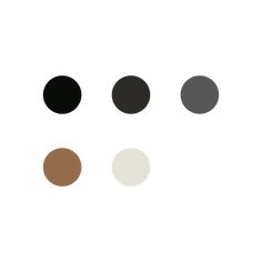 four different colors of black, brown, white and grey circles on a white background